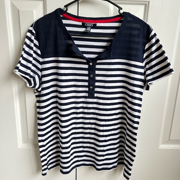 Chaps Red, Navy, and White Striped Shirt - Picture 1 of 5